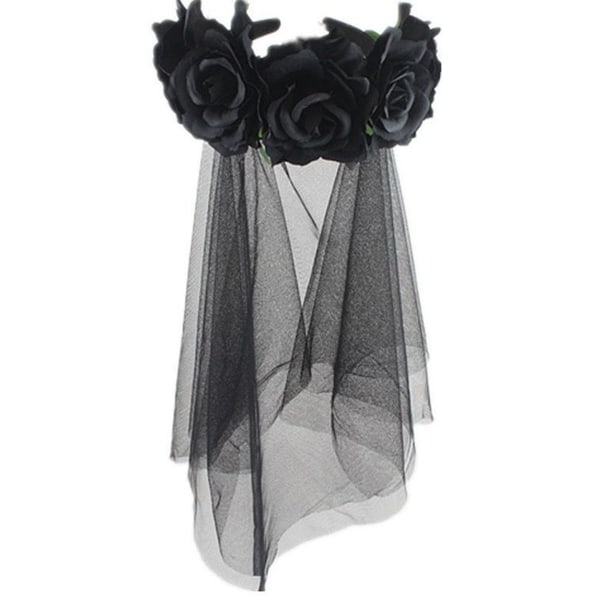 Rose Flower Veil Halloween Kostyme Hodebånd Dag for de døde KLB