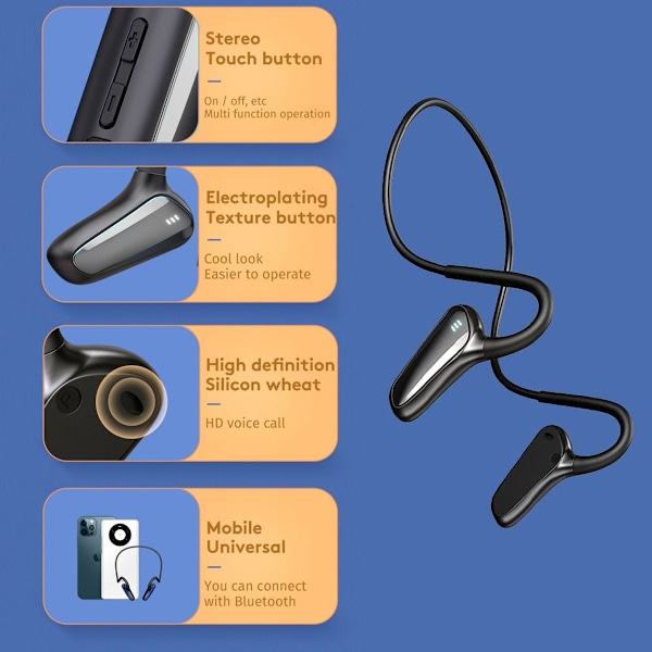 5.2 Urheilukuulokkeet Bluetooth Langaton Luunjohtuminen Musta