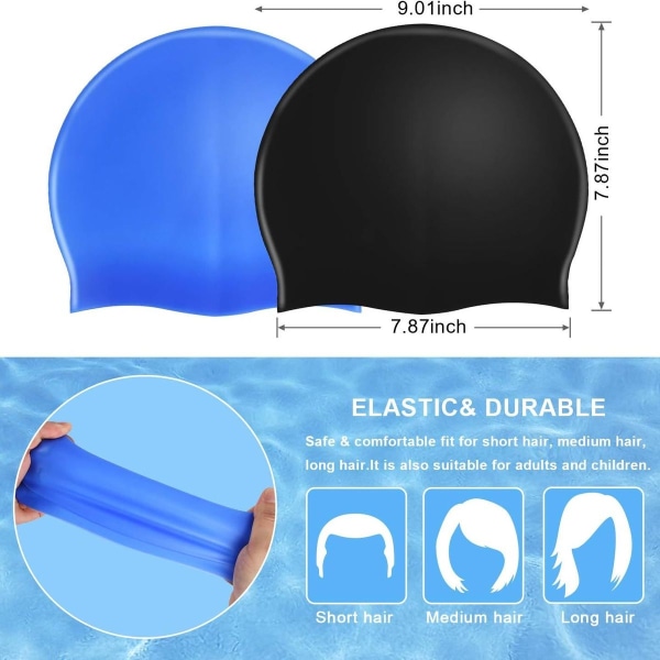 Silikon badehette, høykvalitets badehette for voksne, komfortabel og elastisk