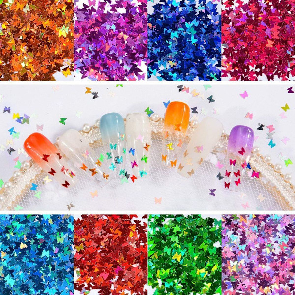 3D Holografinen Perhoskynsi Glitter 24 Väriä / Set Kimalteleva Kynsipaljetti Hiutale KLB