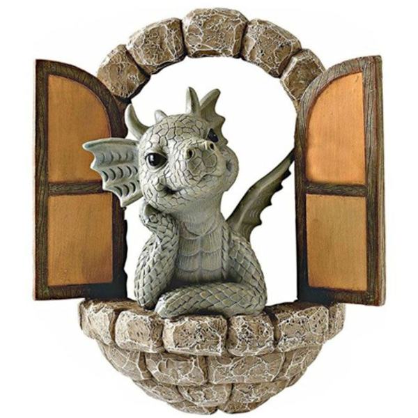 Solfylt dekorasjonsstatue av drage, dragefigurdekorasjon,