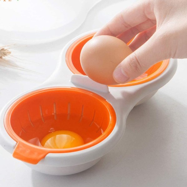 Dubbelkopp Äggkokare, Mikrovågsugn Perfekt Äggpocher Mikrovågsugn Äggpocher Hem Kök Prylar Verktyg Matlagningsverktyg (Orange)