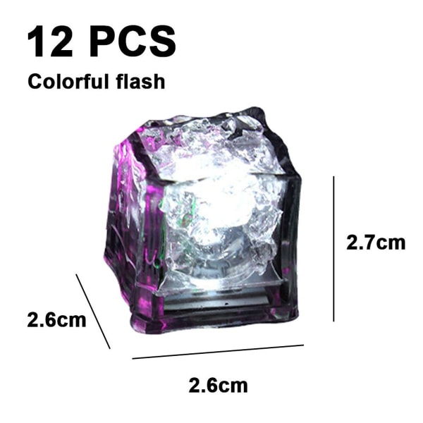 Valoisat LED-jääpalat (12) vilkkuvat värikkäästi