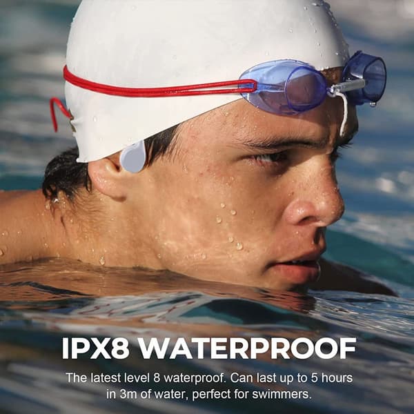 Benledningshörlurar - IPX8 Vattentäta, Simning, Orange, Vit