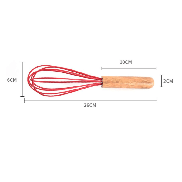 Silikonivatkain puukahvalla, punainen