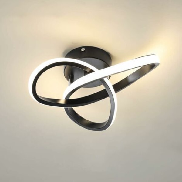 Moderne LED-taklampe, rund geometrisk taklampe, elegant 4500K lysekrone for gang, stue, soverom 18W Dia 24CM Svart 4500K