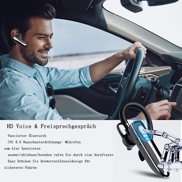 Bluetooth-headset med mikrofon, handsfree trådlösa headset-hörlurar