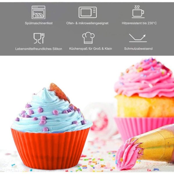 Silikon cupcake-formar, 24 st återanvändbara silikonbakformar