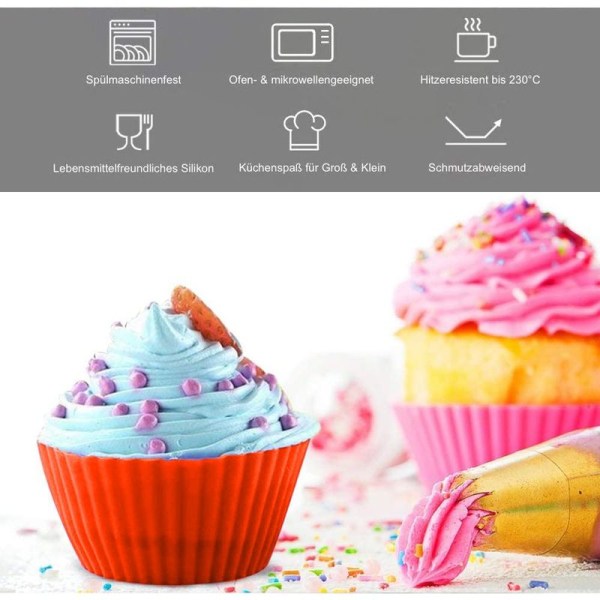 Silikonikakkuvuoat, 24 kpl uudelleenkäytettäviä silikonisia leivontakuppuja