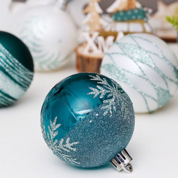 Plast julekuler med juletretopper, julepynt KLB