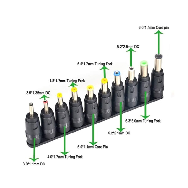 Universell DC-strömadapter, paket med 34 DC-adaptrar 5,5x2,1mm DC-cylinderkontakt