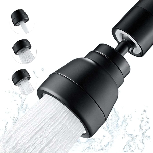3 Spray Modes Køkkenhane Dyse-360 Graders Køkkenvask Spray Hoved, Køkken Aerator, Vandsparende Hane Adapter, til Håndvask, FM22/M24 (Sort)