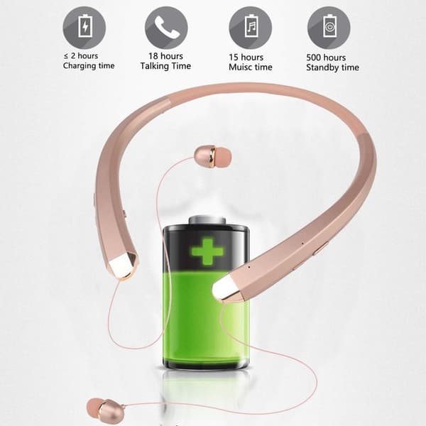 Bluetooth-hovedtelefoner, trådløst nakkebåndsheadset med guld