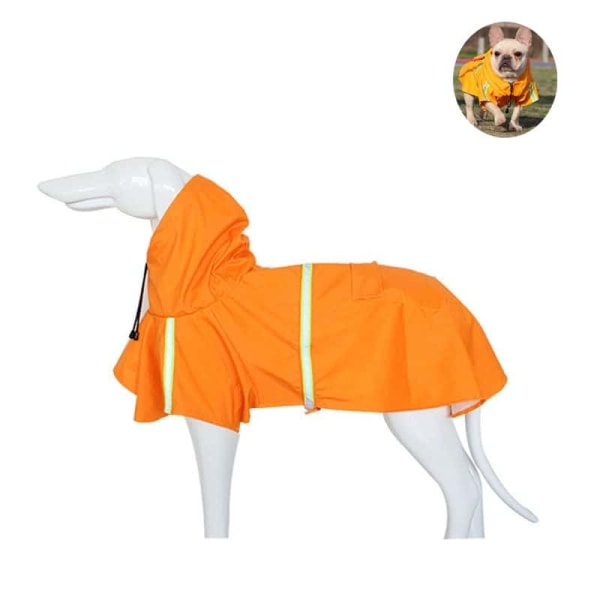 Iso koiran hupullinen poncho heijastava vedenpitävä koiran sadetakki lemmikkivaatteet - oranssi L