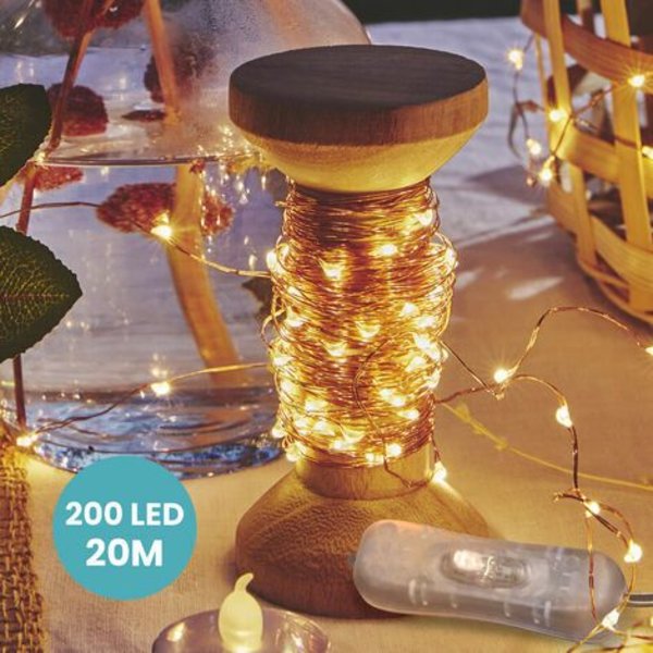 20M Kobber LED-guirlande - 20M spole LED-lyskæde - LED-guirlande til soveværelsesindretning, juleindretning, poetisk og romantisk atmosfære - Zhuoxuan Kobber