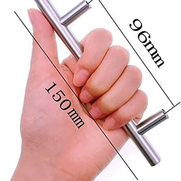 Møbelknapper og -greb, 10 x rustfrit stål køkkenkabinetgreb, hul afstand 96 mm, TG