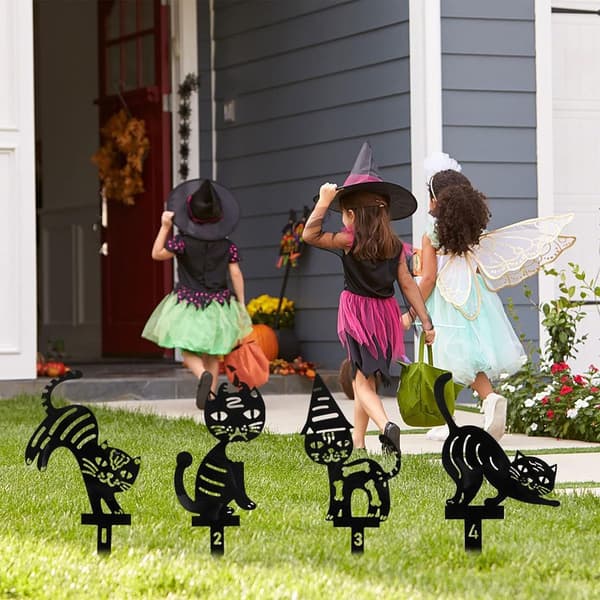 Halloween Sorte Kat Have Stakitter 4 Pak Kat Silhuet Have Stakitter