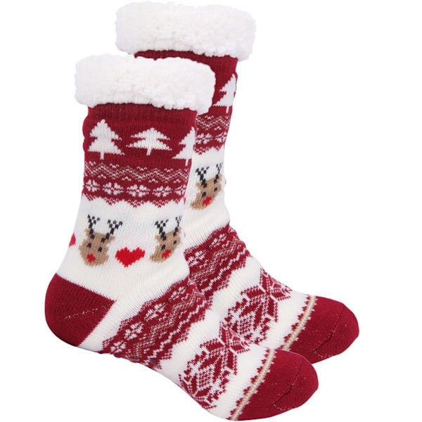 Pige Jule Slippers Strømper Skridsikre Fluffy Vinter Strømper Style 2 KLB