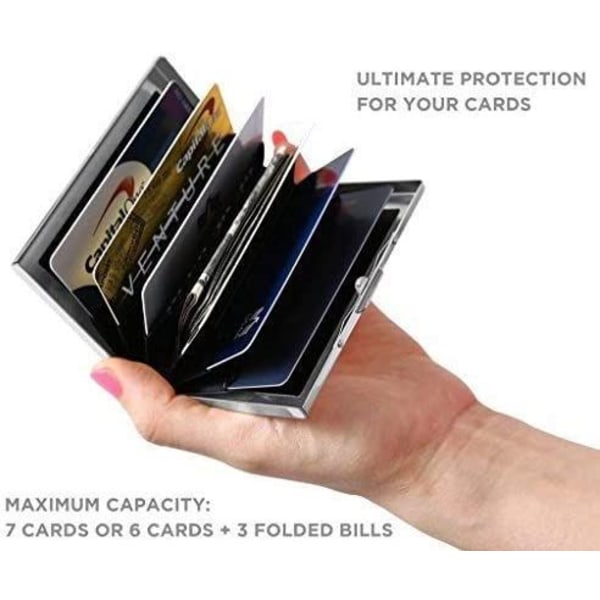 En roséguld kreditkortslåda, ett case för 6 visitkort