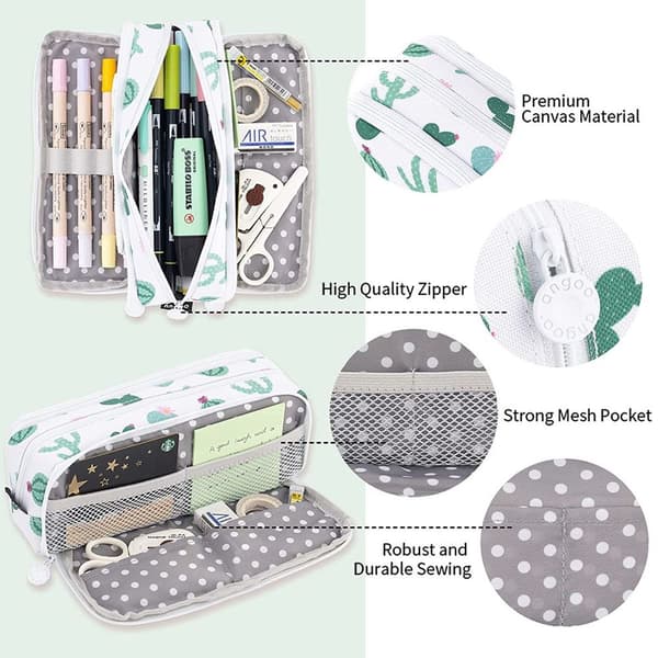 Pencil Case Stor Kapacitet 3 Rum Linned Pencil Case Stil 3 KLB