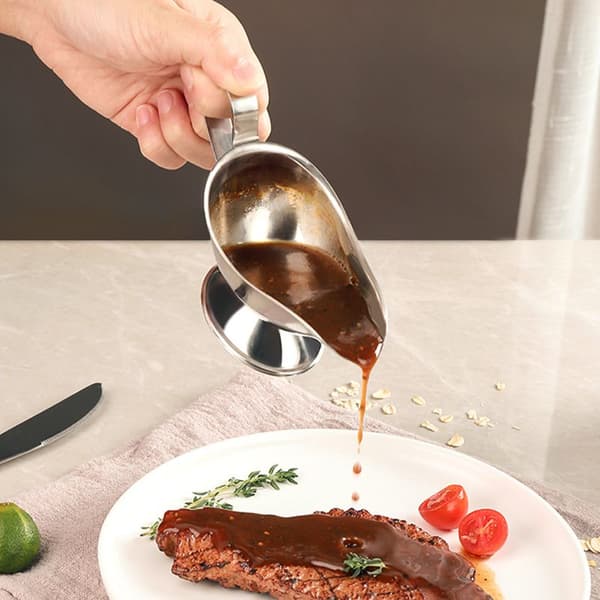 2 stk sausbåter, sauseskjenker i rustfritt stål (liten)