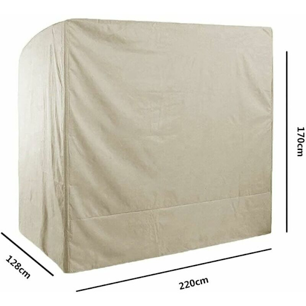 Vattentät 3-sits gungöverdrag, 220x125x175cm 210D Oxford Anti-UV gungöverdrag Utomhus gungskydd - Beige KLB