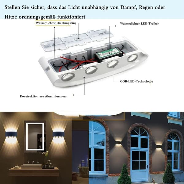 Innendørs LED-vegglamper - 8W moderne vanntette vegglamper