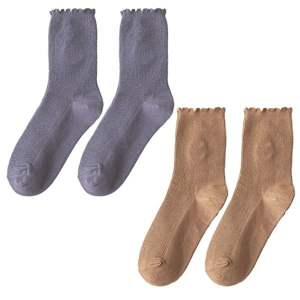 Pehmeät, pyöreät sukat, joissa kukkakuviointi varpaissa, sininen harmaa + khaki KLB