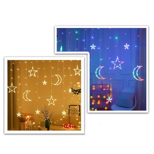 LED light curtain, 3.5M 120LEDs star moon fairy lights white KLB