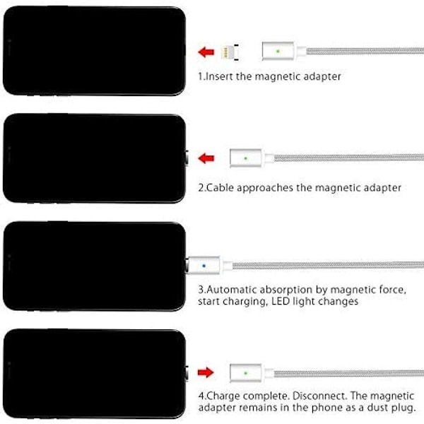 iPhone-ladekabel, [3 stk 1M] Lynkabel nylon sølv