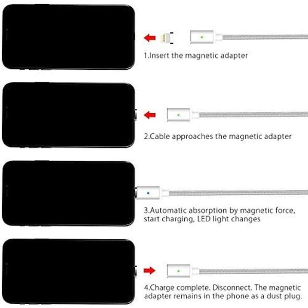 iPhone opladningskabel, [3 stk. 1M] Lynkabel nylon sølv