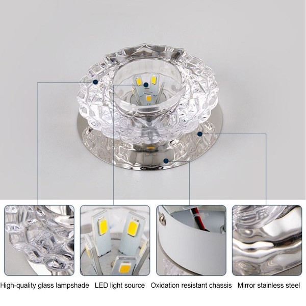 LED-kattovalaisin, kristallipallolamppu, valaistustyyli 2 KLB