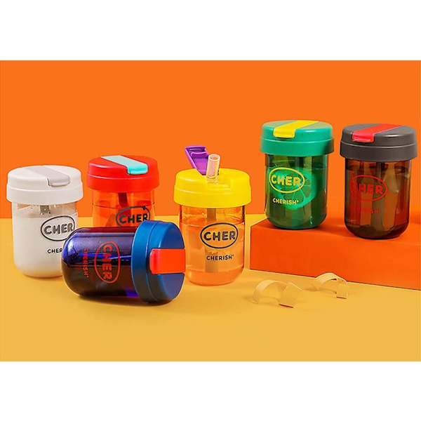 Pakke med vannflasker, sportsvannflasker, bærbare plastkopper, mini håndkopper for fotturer, reiser, daglig drikking, oppbevaring (rød grønn, 300 ml)