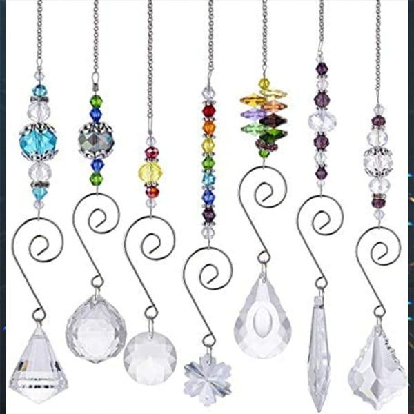 7 kpl Kristalli Rainbow Suncatchers Lasinen Helmi Kaulakoru Fengshui