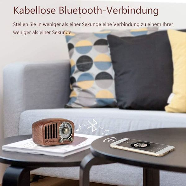 FM FM Klassisk Træ Retro Radio Lille Bærbar Radio med Bluetooth
