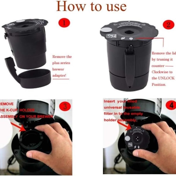Gjenbrukbar kaffefilter, kompatibel med Keurig My K-Cup Black