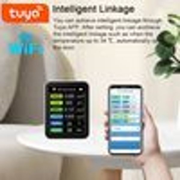Tuya WiFi 6 i 1 CO2-detektor för koldioxid CO2-mätare CH2O TVOC GAS KLB