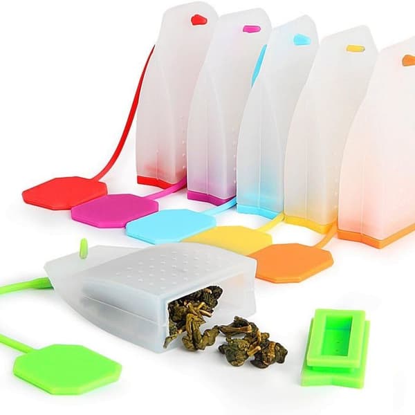 6-pack silikonteinfuser, återanvändbara, säkra lösa teinfuser