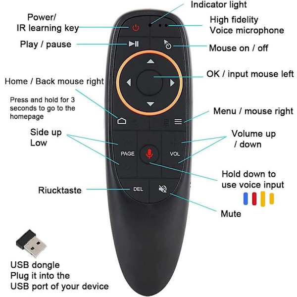 Air mouse fjärrkontroll, 2.4G trådlös röst airmouse fjärrkontroll tangentbord med