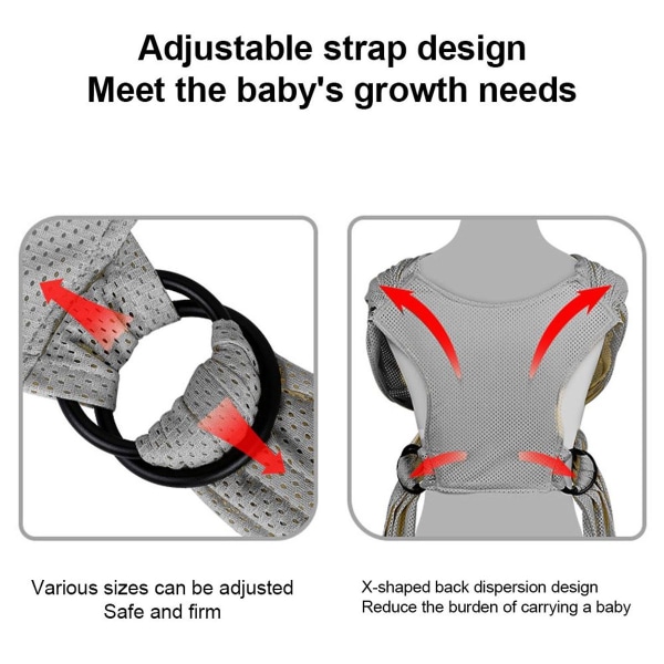 1 STYKKE babysele - Enkel å ta på - unisex - baby carrier lys grå KLB