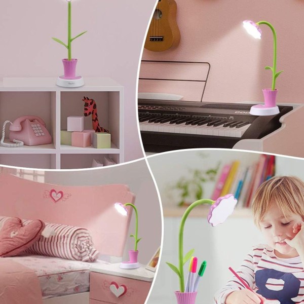 Barnelampe, LED-skrivebordslampe, berøringskontroll, dimbart lys, fleksibel KLB