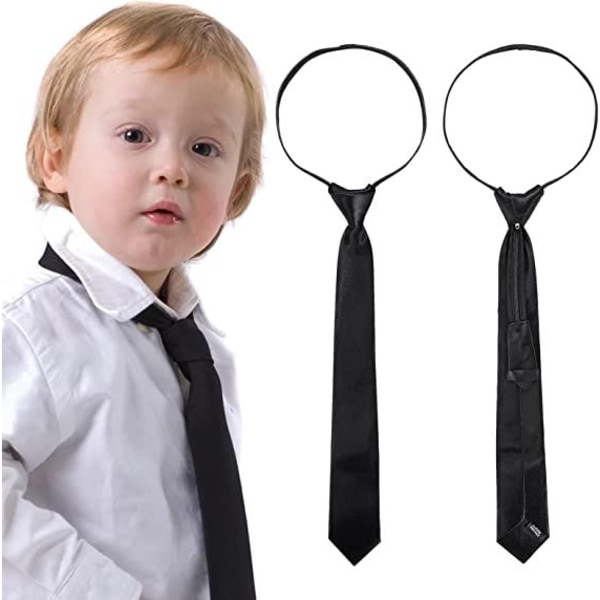 2-paknings sorte clip-on-slips for gutter, solide, forhåndsbundne uniformer som kan justeres for bryllup, eksamen