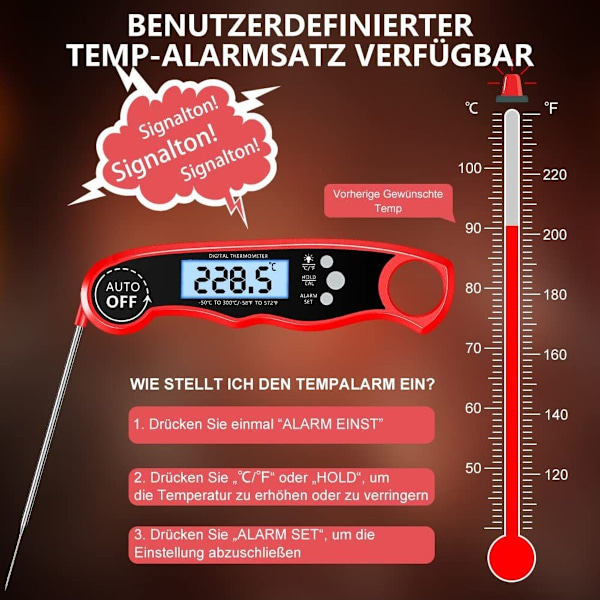 Grilltermometer digital, øyeblikkelig avlesning kjøtttermometer steketermometer, KLB