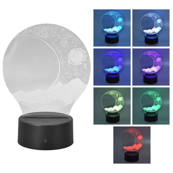 Halvmåne 3D lys, 7 farver, touch skiftende LED nat KLB
