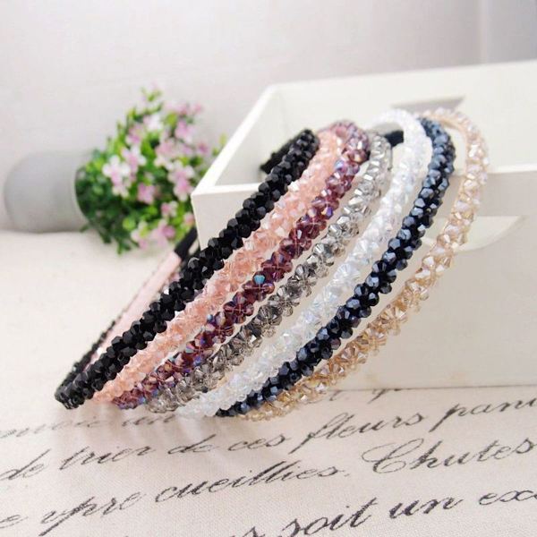 Pakke med 6 Bling Bling dobbelrader krystallrhinestone pannebånd for kvinner jenter tynne KLB