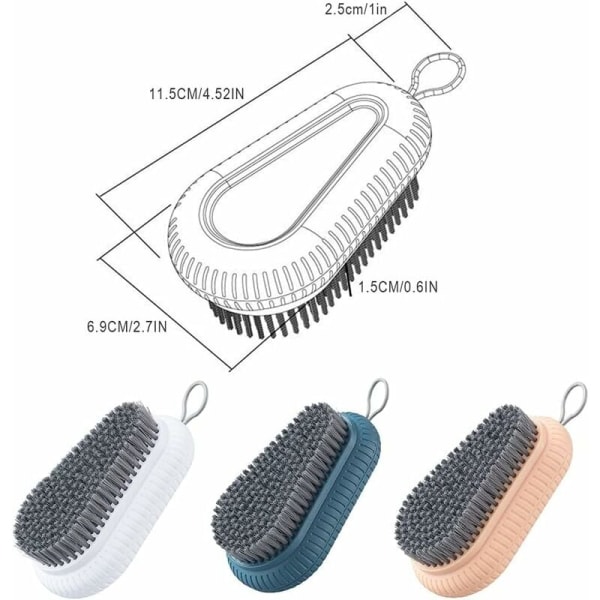 Blød vaskemiddelbørste, vaskemiddelbørste, 3 stk. Farverig håndholdt rengøringsbørsteværktøj til tøj, sko, tæppe, køkkenvask (gul, rød, blå) KLB