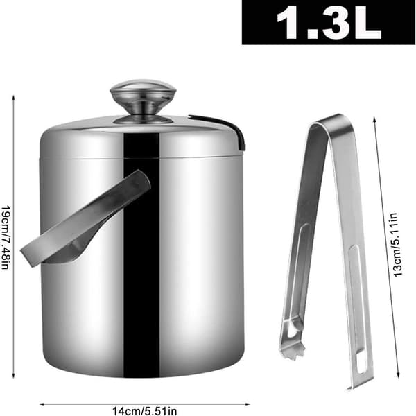Rustfritt stål isbeholder, 3 L, isbitbrett med lokk og is