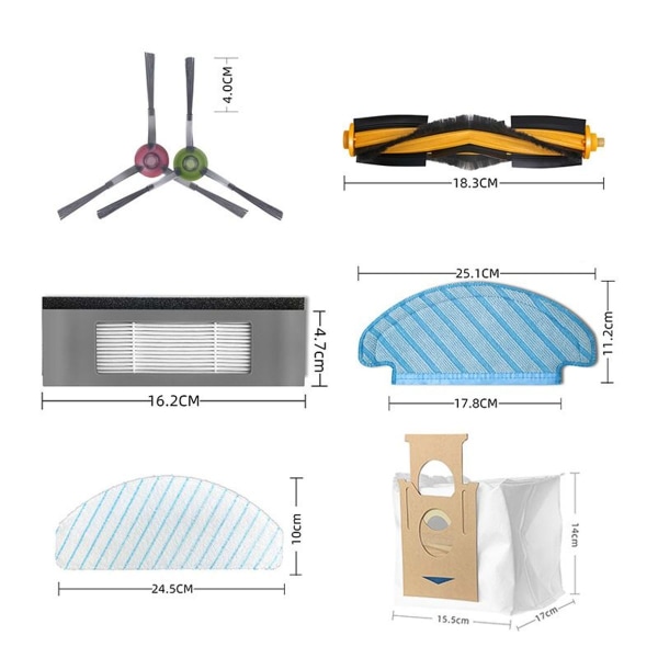 Tilbehørspakke til Ecovacs Deebot N8 / N8+ / N8 Pro/ N8 Pro+ / OZMO T8 / T8+ /