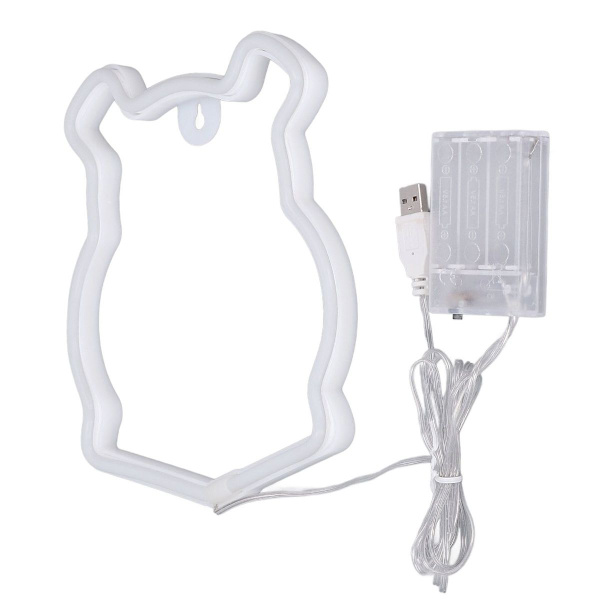 Neonljus LED-skylt i björnform, batteridriven, USB KLB