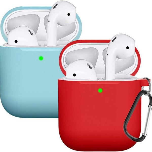 Airpods-dekselbeskyttelse er kompatibel med blått og rødt